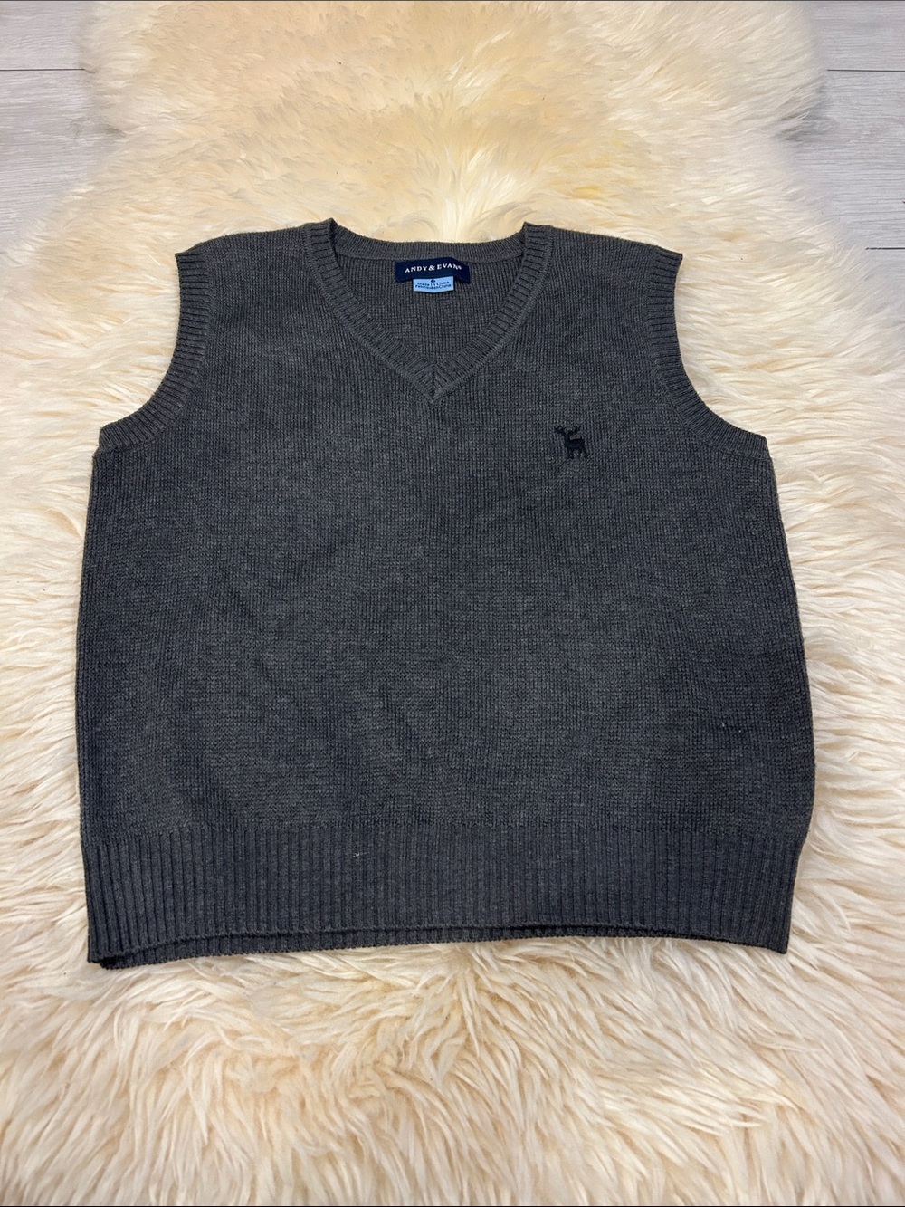 Andy & Evan Dark Gray V-Neck Sweater Vest